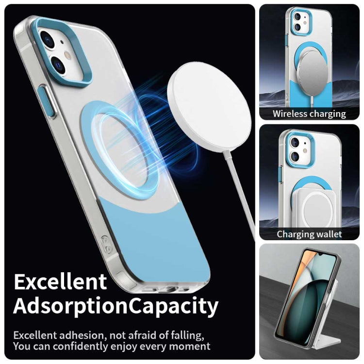 For iPhone 12 Color Blocking Series MagSafe Magnetic PC Hybrid TPU Phone Case