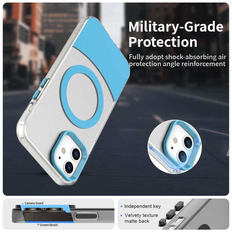 For iPhone 12 Color Blocking Series MagSafe Magnetic PC Hybrid TPU Phone Case
