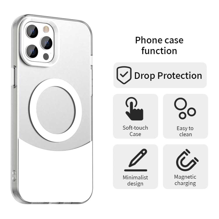 For iPhone 12 Pro Max Color Blocking Series MagSafe Magnetic PC Hybrid TPU Phone Case
