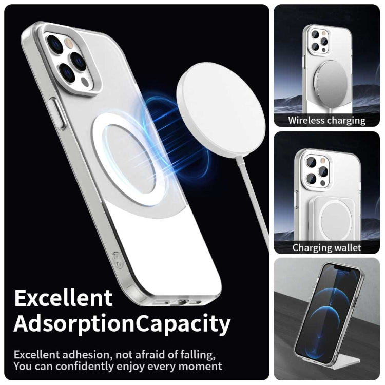 For iPhone 12 Pro Color Blocking Series MagSafe Magnetic PC Hybrid TPU Phone Case