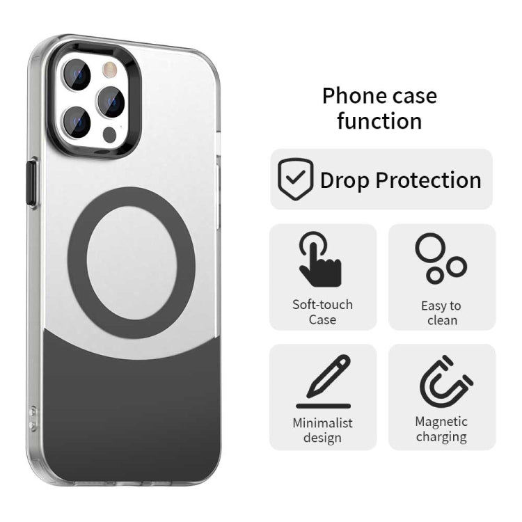 For iPhone 12 Pro Color Blocking Series MagSafe Magnetic PC Hybrid TPU Phone Case