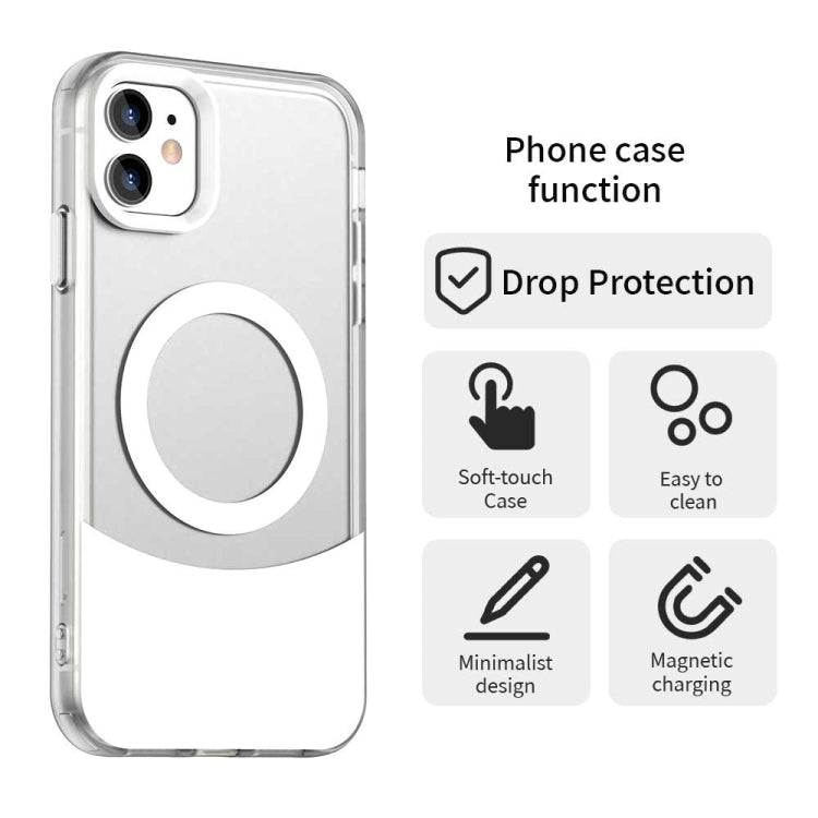 For iPhone 11 Color Blocking Series MagSafe Magnetic PC Hybrid TPU Phone Case