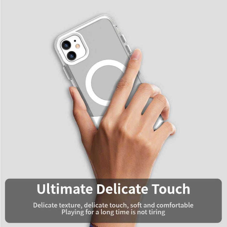 For iPhone 11 Color Blocking Series MagSafe Magnetic PC Hybrid TPU Phone Case