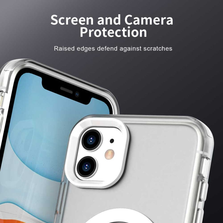 For iPhone 11 Color Blocking Series MagSafe Magnetic PC Hybrid TPU Phone Case