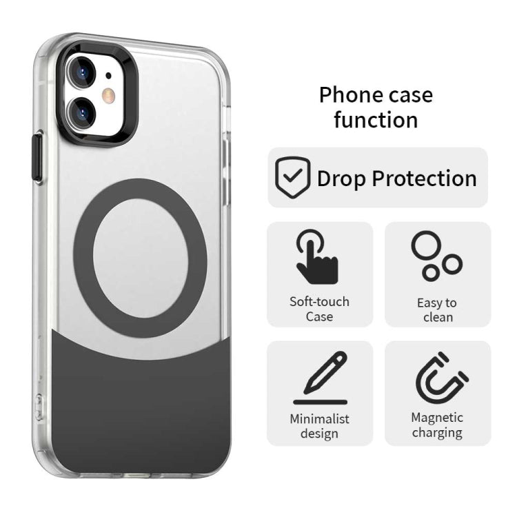 For iPhone 11 Color Blocking Series MagSafe Magnetic PC Hybrid TPU Phone Case