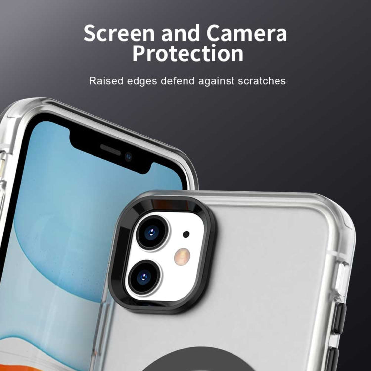 For iPhone 11 Color Blocking Series MagSafe Magnetic PC Hybrid TPU Phone Case