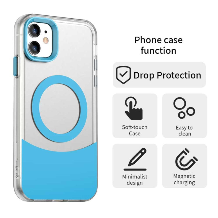 For iPhone 11 Color Blocking Series MagSafe Magnetic PC Hybrid TPU Phone Case
