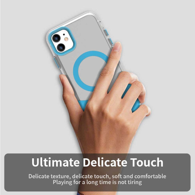 For iPhone 11 Color Blocking Series MagSafe Magnetic PC Hybrid TPU Phone Case