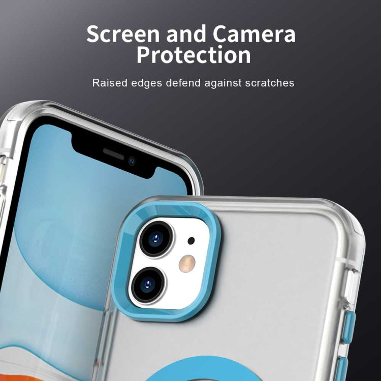 For iPhone 11 Color Blocking Series MagSafe Magnetic PC Hybrid TPU Phone Case