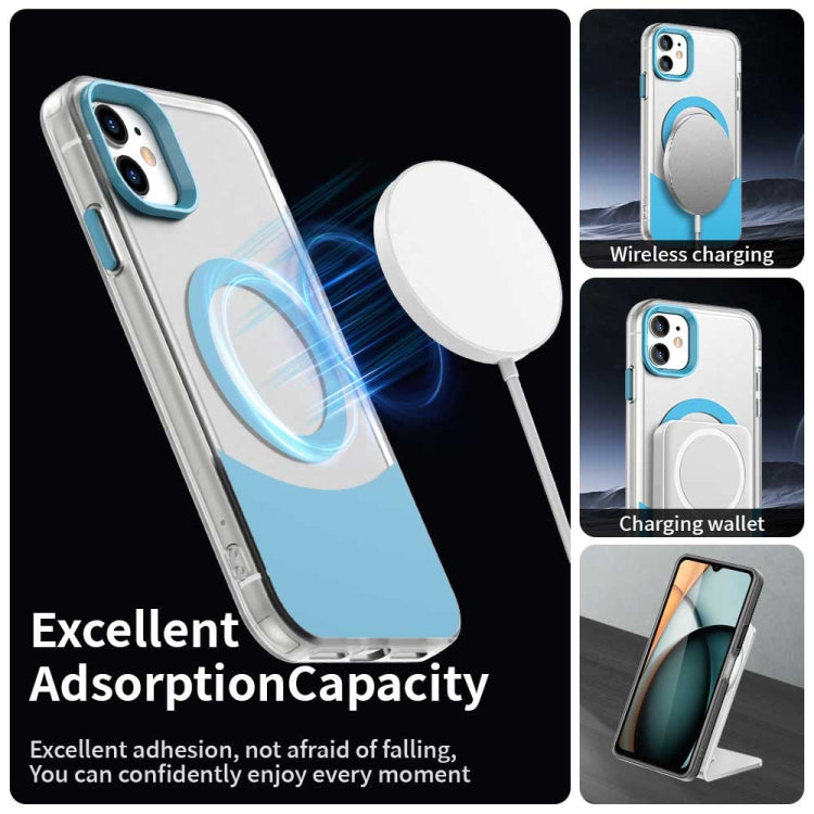 For iPhone 11 Color Blocking Series MagSafe Magnetic PC Hybrid TPU Phone Case