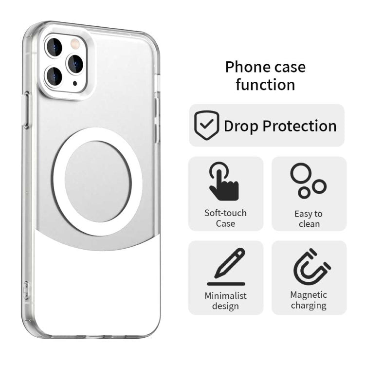 For iPhone 11 Pro Color Blocking Series MagSafe Magnetic PC Hybrid TPU Phone Case