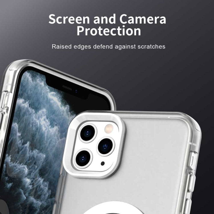 For iPhone 11 Pro Color Blocking Series MagSafe Magnetic PC Hybrid TPU Phone Case