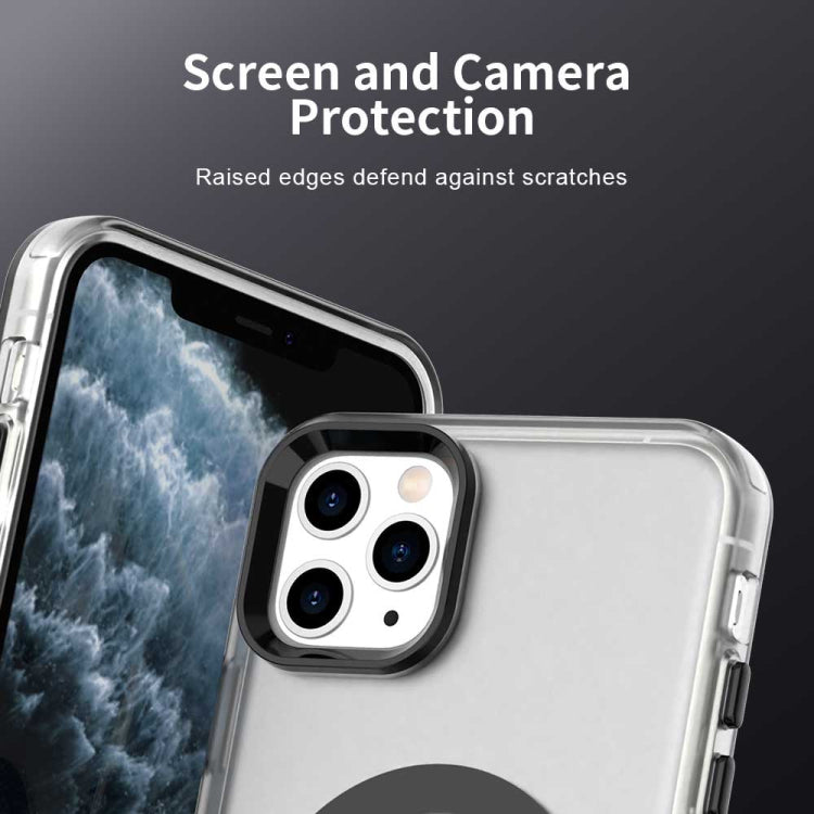 For iPhone 11 Pro Color Blocking Series MagSafe Magnetic PC Hybrid TPU Phone Case
