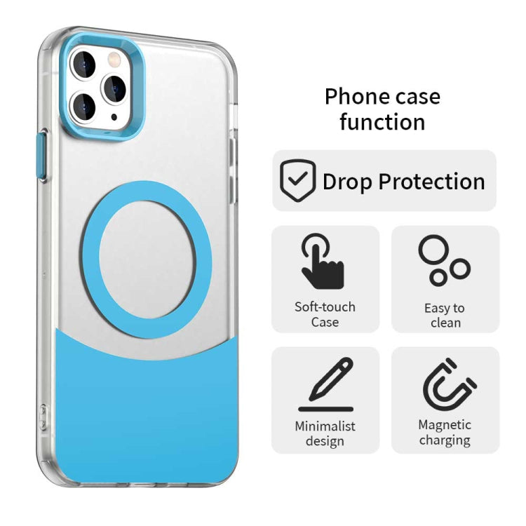 For iPhone 11 Pro Color Blocking Series MagSafe Magnetic PC Hybrid TPU Phone Case