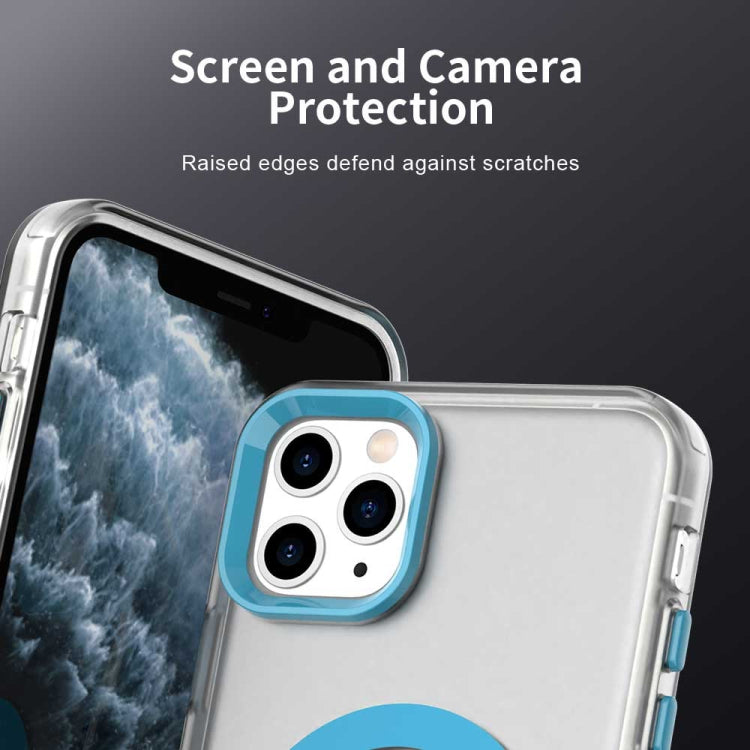 For iPhone 11 Pro Color Blocking Series MagSafe Magnetic PC Hybrid TPU Phone Case