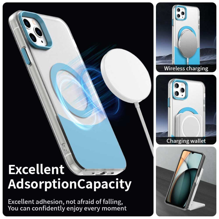 For iPhone 11 Pro Color Blocking Series MagSafe Magnetic PC Hybrid TPU Phone Case