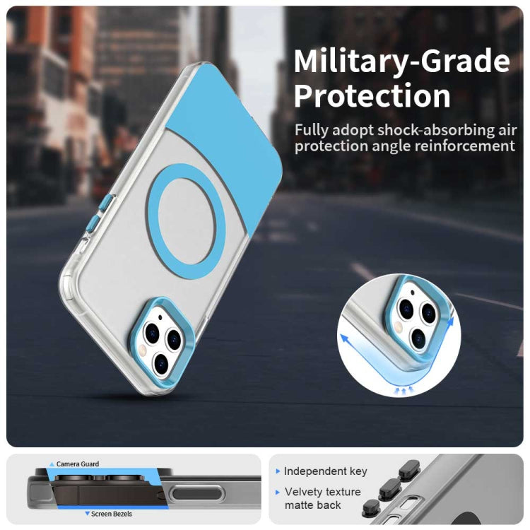 For iPhone 11 Pro Color Blocking Series MagSafe Magnetic PC Hybrid TPU Phone Case