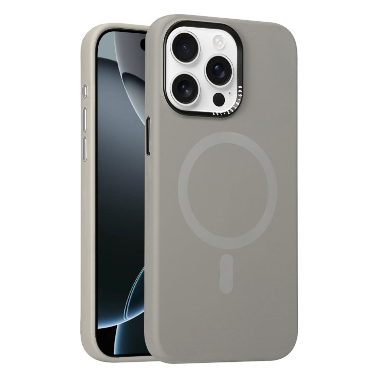 For iPhone 16 Pro Max Metal Lens Frame Liquid Silicone MagSafe Phone Case