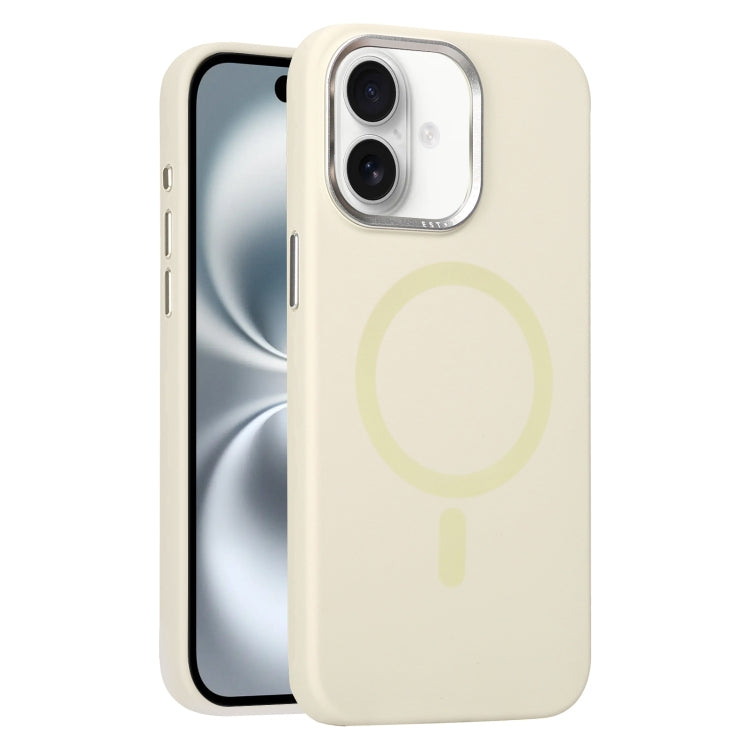 For iPhone 16 Metal Lens Frame Liquid Silicone MagSafe Phone Case