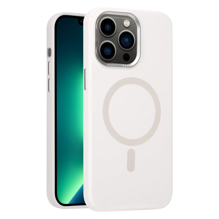 For iPhone 13 Pro Max Metal Lens Frame Liquid Silicone MagSafe Phone Case