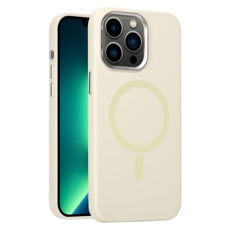 For iPhone 13 Pro Max Metal Lens Frame Liquid Silicone MagSafe Phone Case