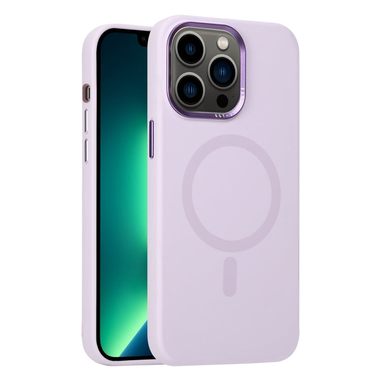 For iPhone 13 Pro Max Metal Lens Frame Liquid Silicone MagSafe Phone Case