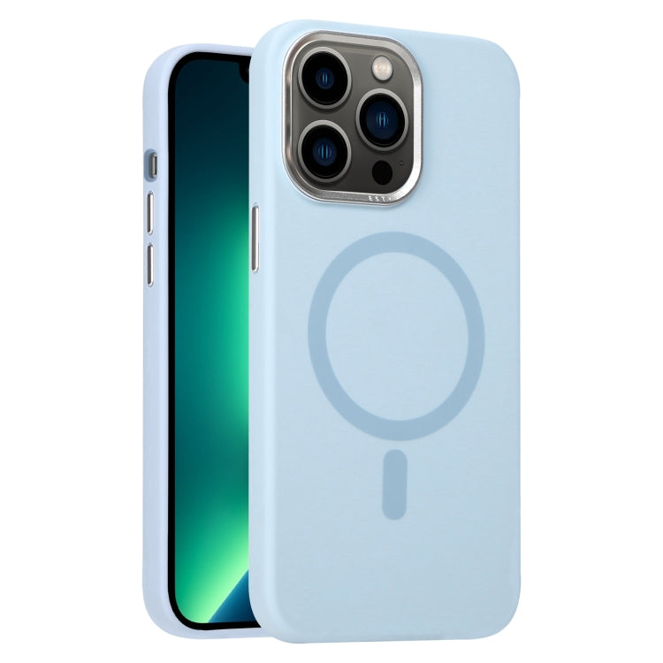 For iPhone 13 Pro Max Metal Lens Frame Liquid Silicone MagSafe Phone Case