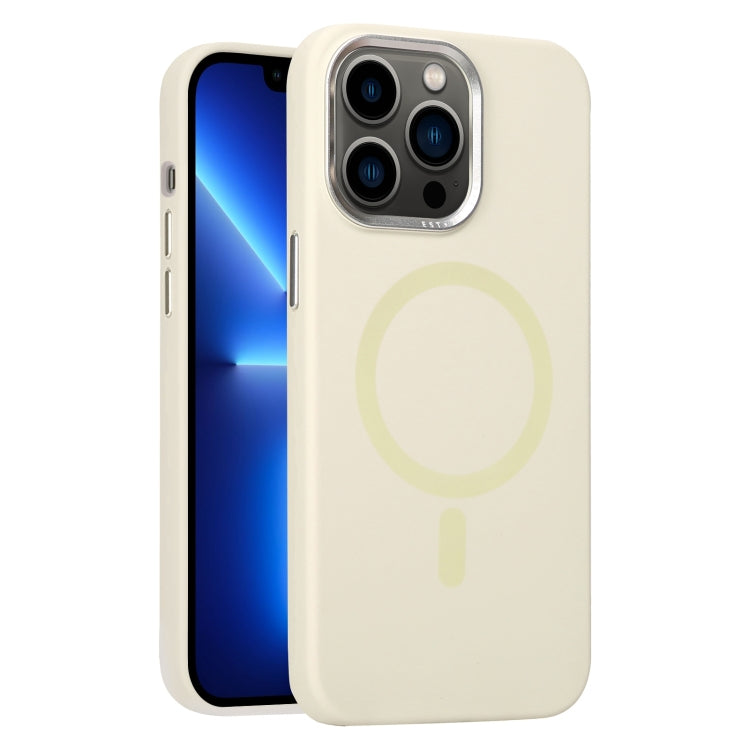 For iPhone 13 Pro Metal Lens Frame Liquid Silicone MagSafe Phone Case