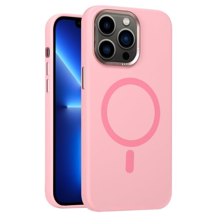 For iPhone 13 Pro Metal Lens Frame Liquid Silicone MagSafe Phone Case