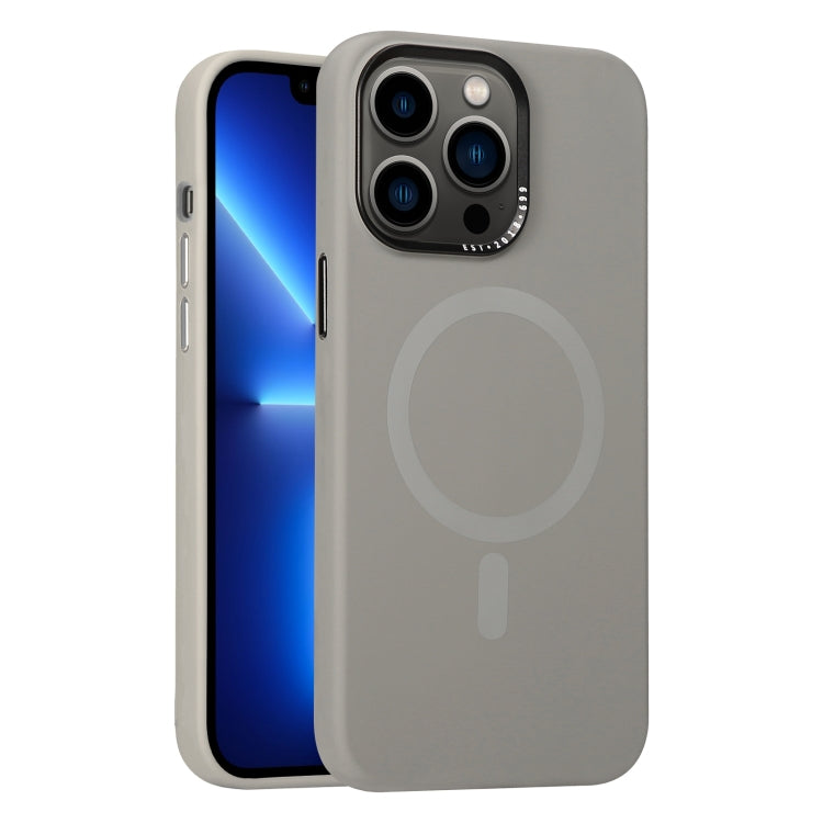 For iPhone 13 Pro Metal Lens Frame Liquid Silicone MagSafe Phone Case