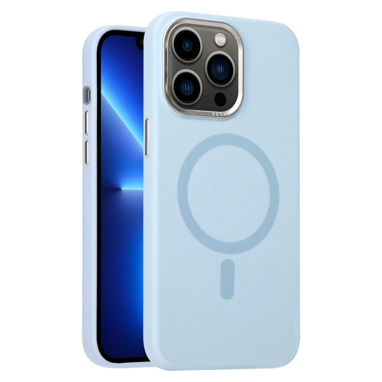 For iPhone 13 Pro Metal Lens Frame Liquid Silicone MagSafe Phone Case