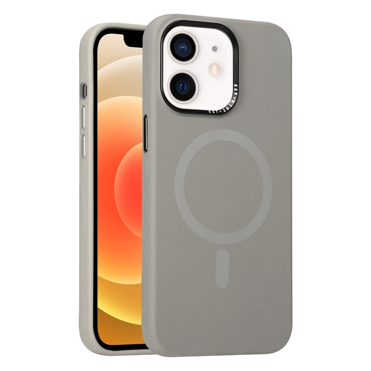 For iPhone 12 Metal Lens Frame Liquid Silicone MagSafe Phone Case