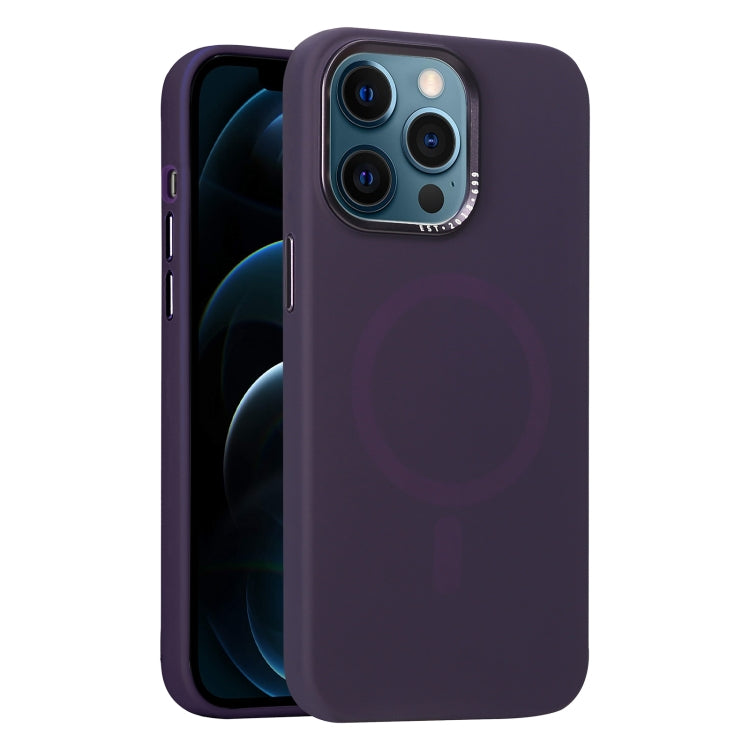 For iPhone 12 Pro Max Metal Lens Frame Liquid Silicone MagSafe Phone Case