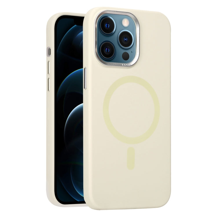 For iPhone 12 Pro Max Metal Lens Frame Liquid Silicone MagSafe Phone Case