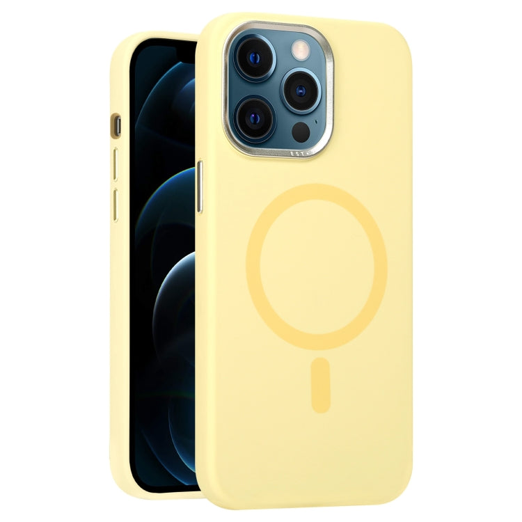 For iPhone 12 Pro Max Metal Lens Frame Liquid Silicone MagSafe Phone Case