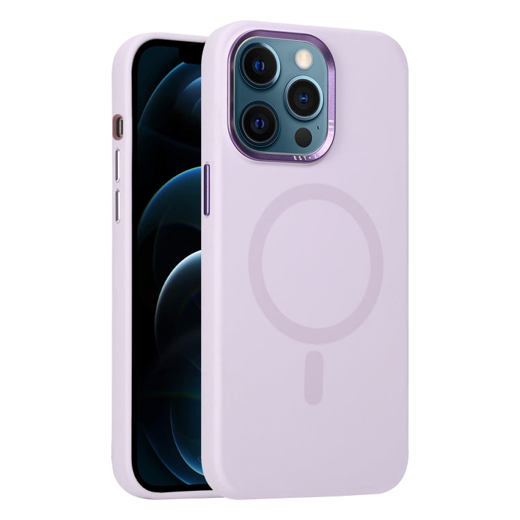 For iPhone 12 Pro Max Metal Lens Frame Liquid Silicone MagSafe Phone Case