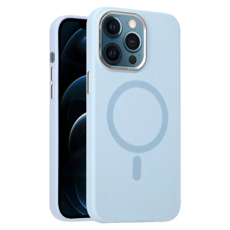 For iPhone 12 Pro Max Metal Lens Frame Liquid Silicone MagSafe Phone Case
