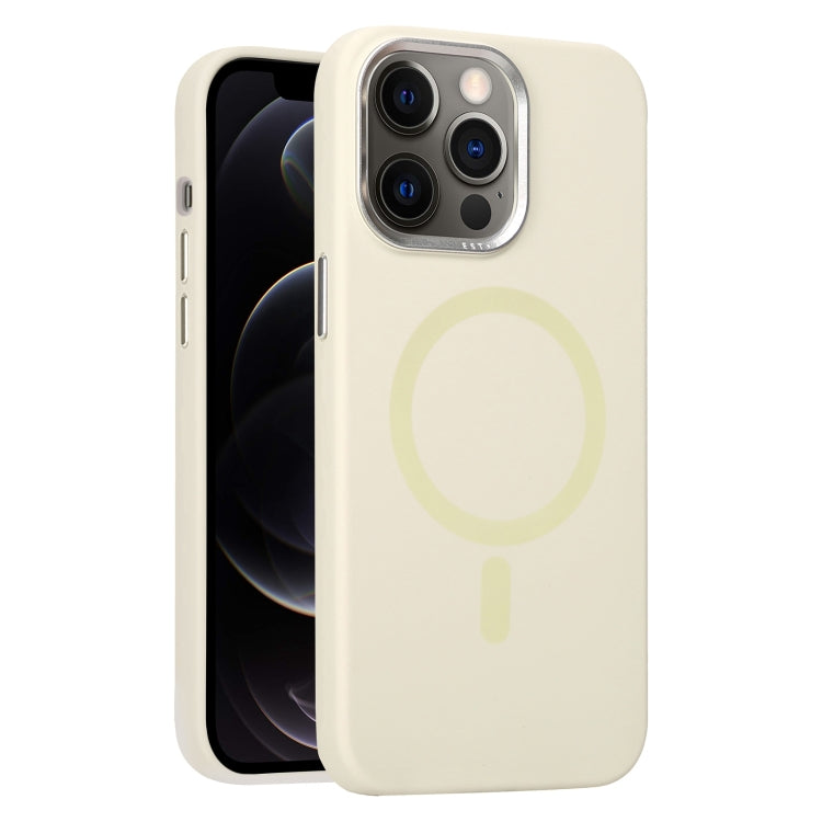 For iPhone 12 Pro Metal Lens Frame Liquid Silicone MagSafe Phone Case