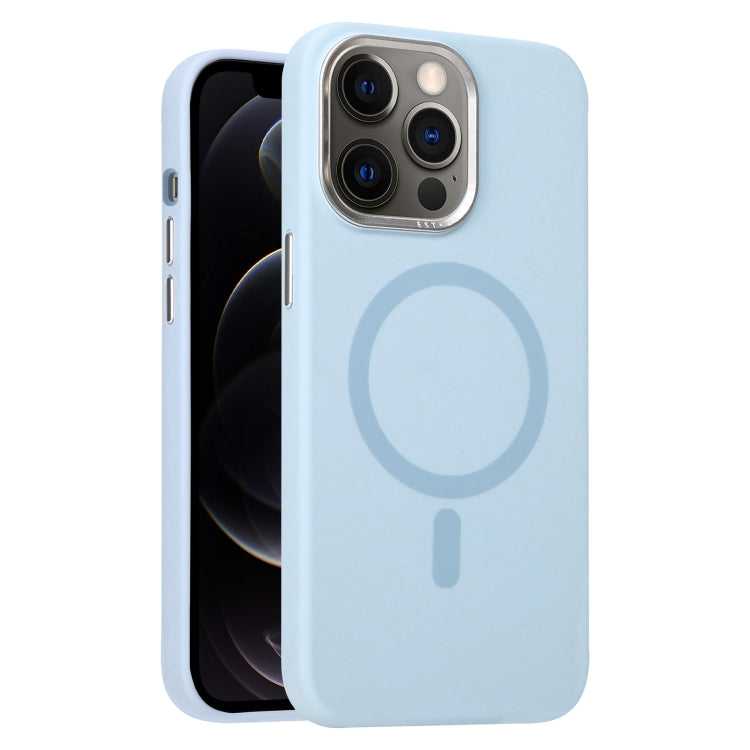 For iPhone 12 Pro Metal Lens Frame Liquid Silicone MagSafe Phone Case