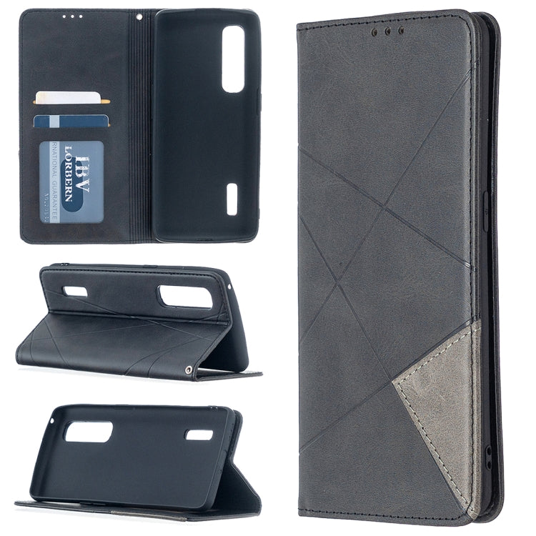 For OPPO Find X2 Pro Rhombus Texture Horizontal Flip Magnetic Leather Case with Holder & Card Slots