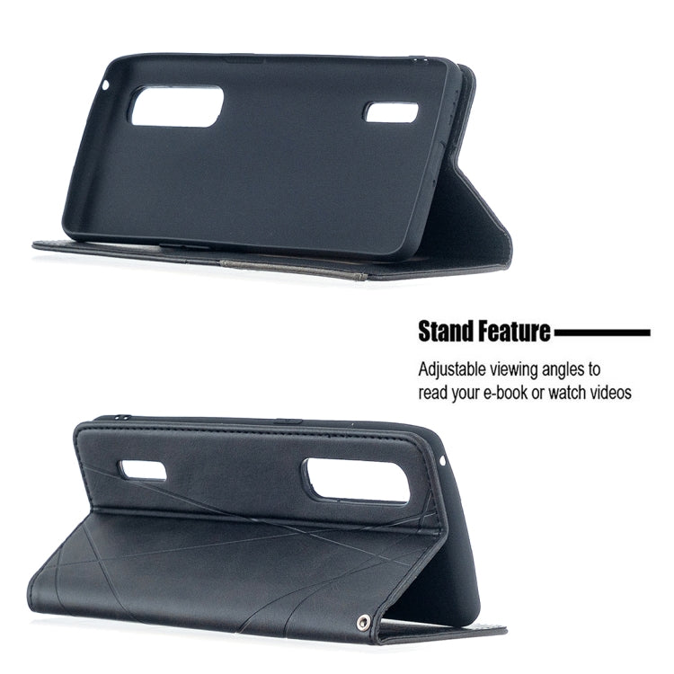 For OPPO Find X2 Pro Rhombus Texture Horizontal Flip Magnetic Leather Case with Holder & Card Slots