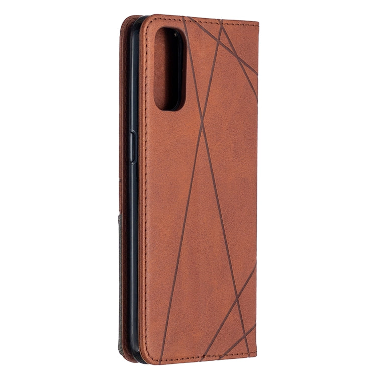 For OPPO Reno4 5G Rhombus Texture Horizontal Flip Magnetic Leather Case with Holder & Card Slots
