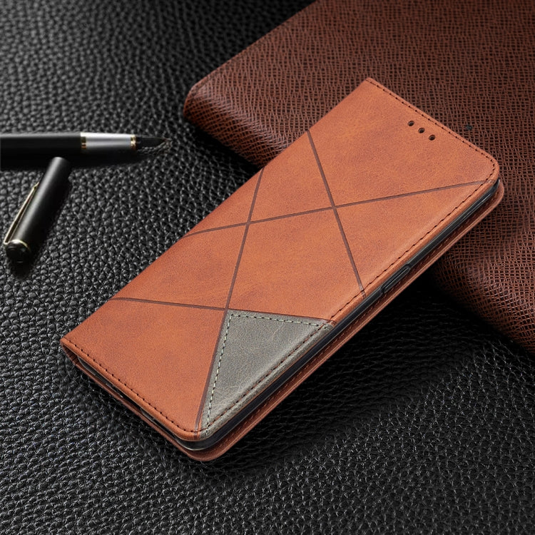 For OPPO Reno4 5G Rhombus Texture Horizontal Flip Magnetic Leather Case with Holder & Card Slots