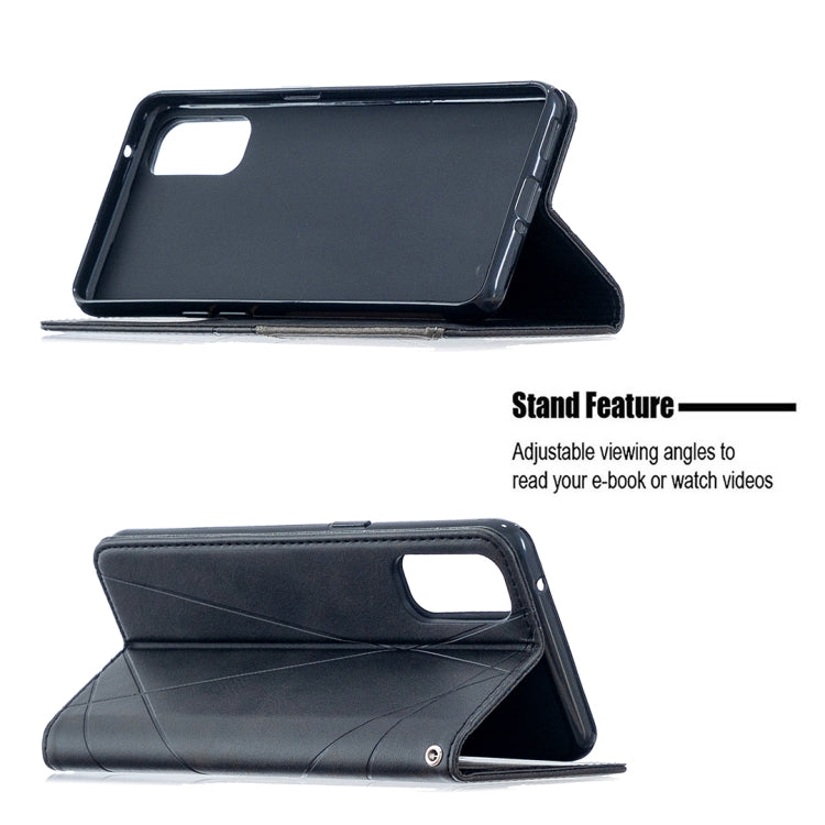 For OPPO Reno4 5G Rhombus Texture Horizontal Flip Magnetic Leather Case with Holder & Card Slots