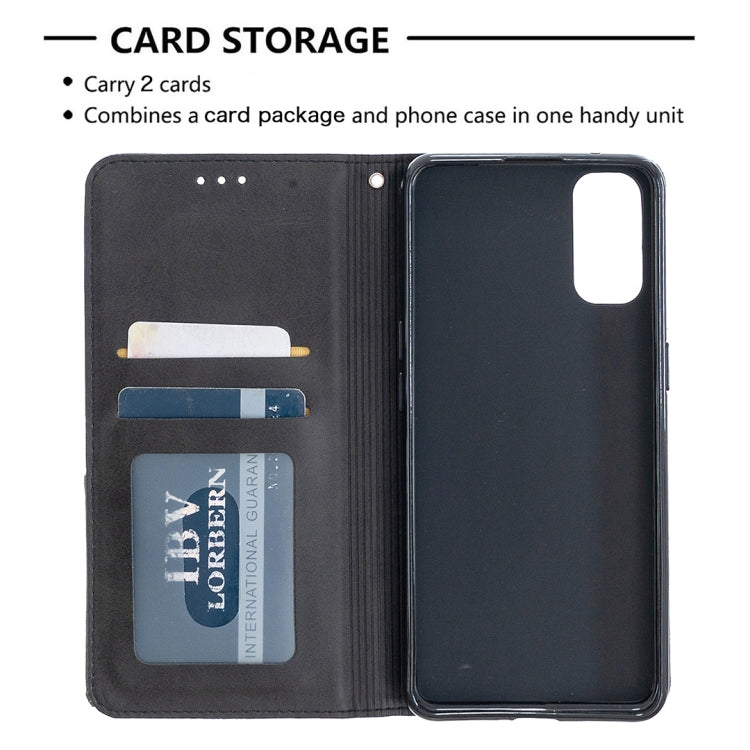 For OPPO Reno4 5G Rhombus Texture Horizontal Flip Magnetic Leather Case with Holder & Card Slots