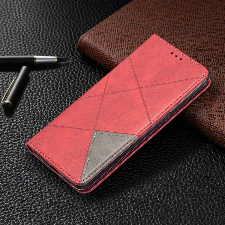 For OPPO Reno4 5G Rhombus Texture Horizontal Flip Magnetic Leather Case with Holder & Card Slots