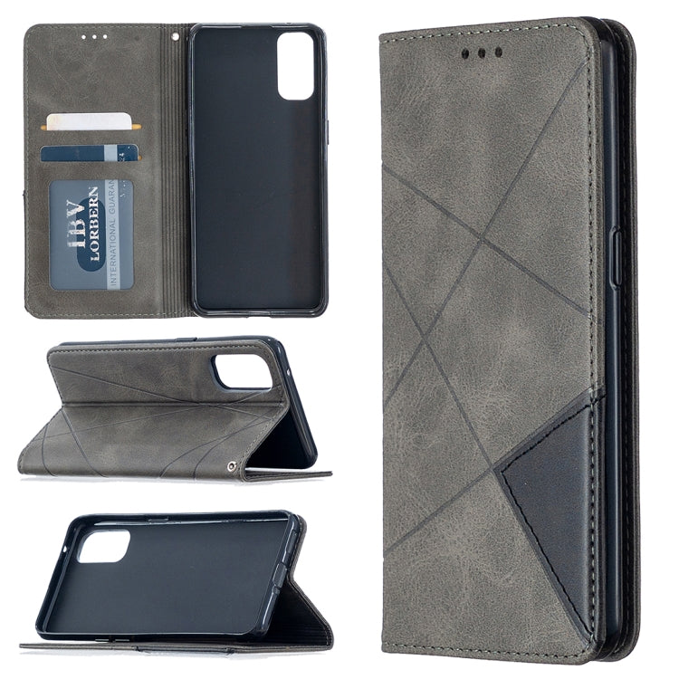 For OPPO Reno4 5G Rhombus Texture Horizontal Flip Magnetic Leather Case with Holder & Card Slots