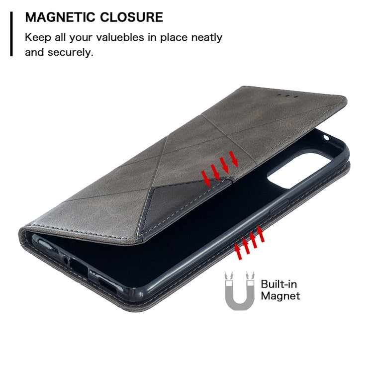 For OPPO Reno4 5G Rhombus Texture Horizontal Flip Magnetic Leather Case with Holder & Card Slots