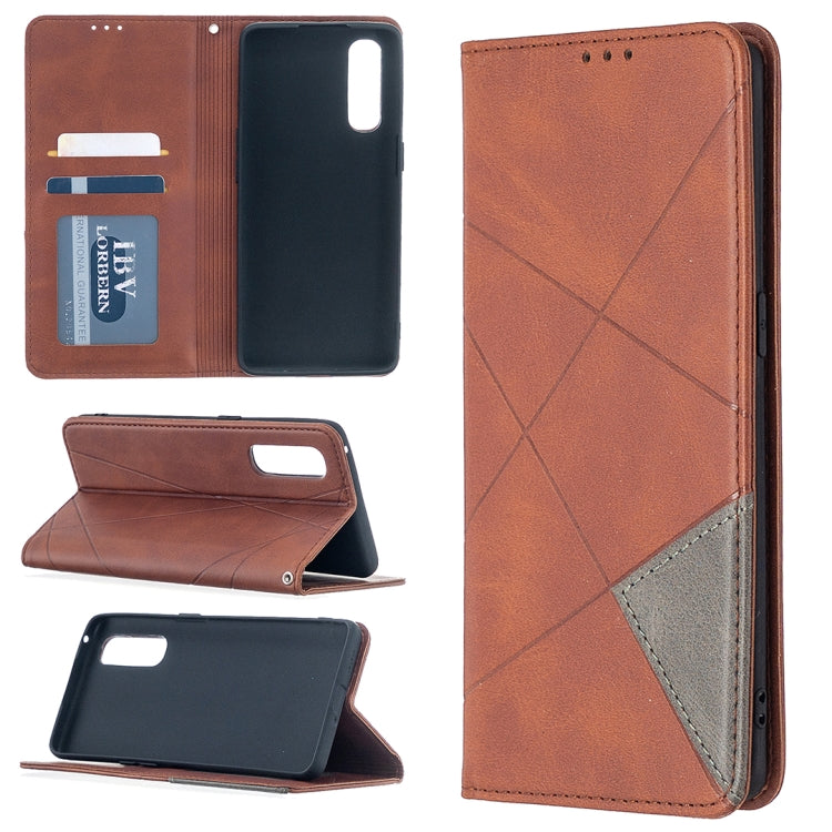 For OPPO Find X2 Neo / Reno 3 Pro Rhombus Texture Horizontal Flip Magnetic Leather Case with Holder & Card Slots