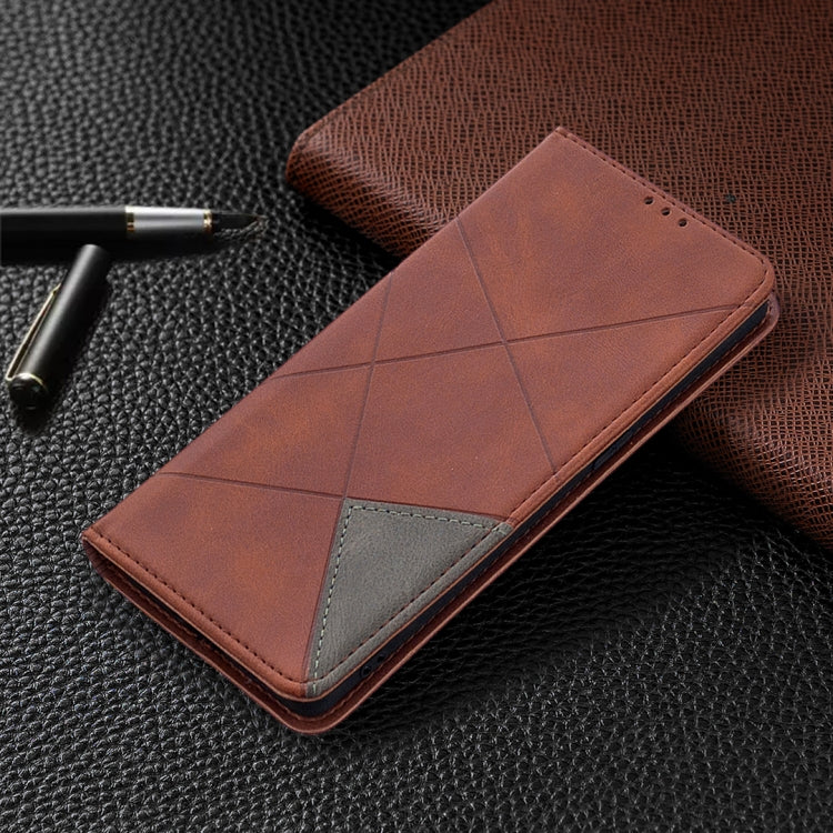 For OPPO Find X2 Neo / Reno 3 Pro Rhombus Texture Horizontal Flip Magnetic Leather Case with Holder & Card Slots